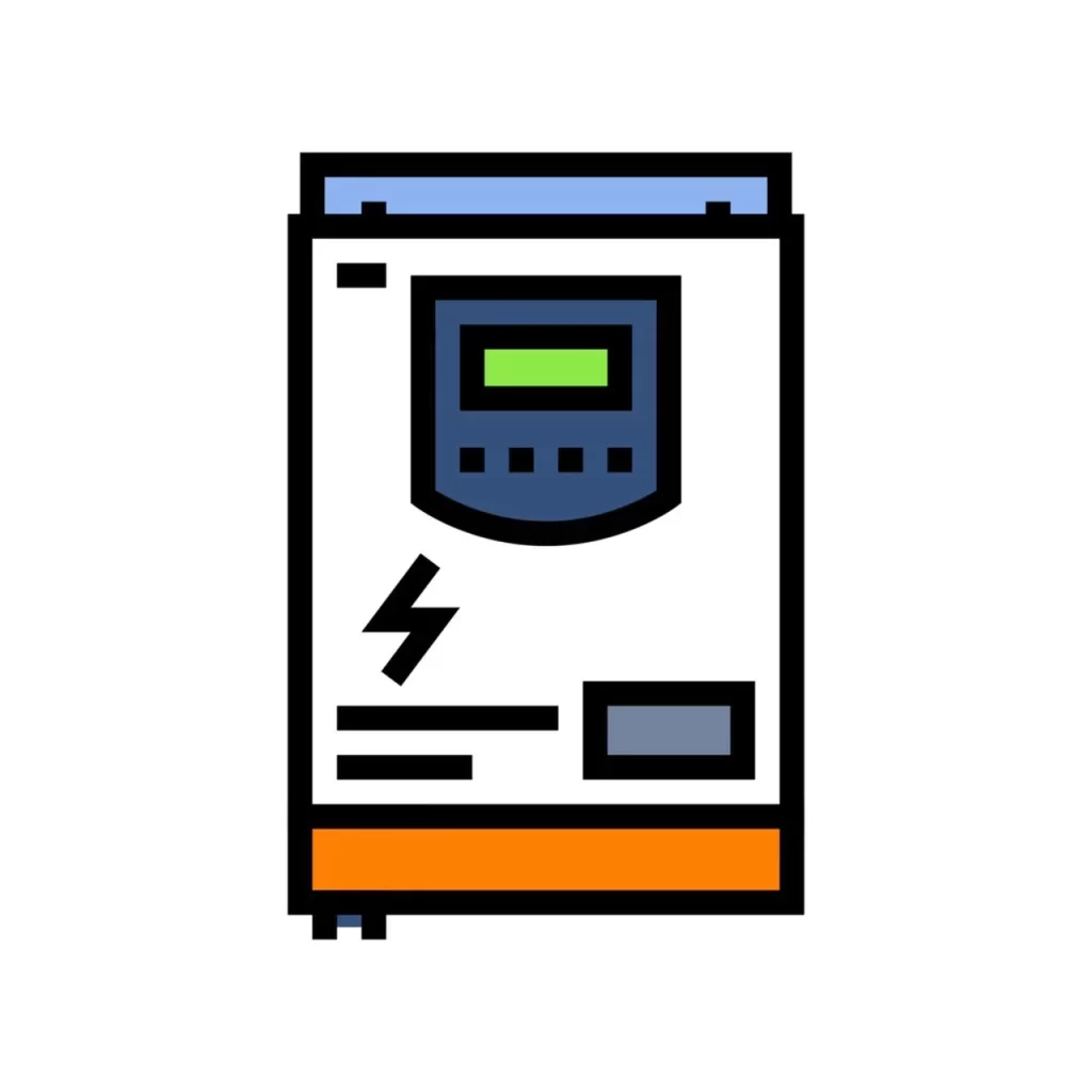 Small generator symbol on white background for hybrid storage inverter.