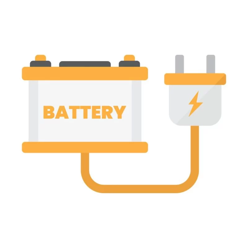 Line style vector illustration of a solar battery icon, depicting solar battery bank, inverter battery, and lithium solar batteries.