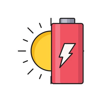 Battery icon featuring a sun, symbolizing Solar Battery Solutions